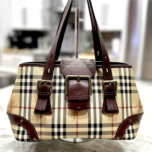 Auth Burberry Haymarket Checked
Coated Canvas With Leather Trim Bag w/ bonus$180 - Picture 14 of 16